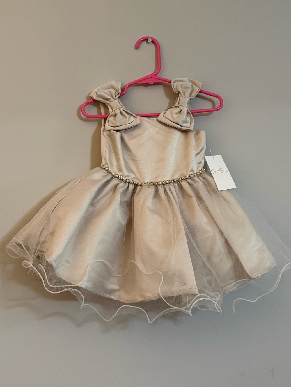 Jessica Simpson Baby Satin Tulle Bow Dress NWT 12M